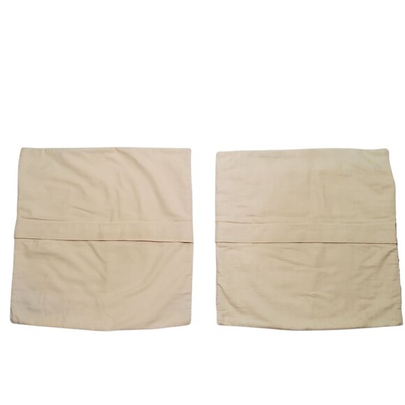 2 Pottery Barn Embroidered Floral Cotton Pillow Covers 20x20 Beige Turquoise - Picture 6 of 10